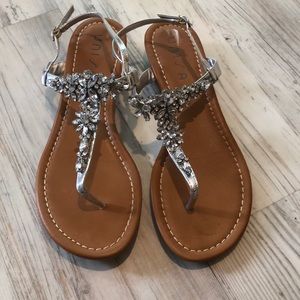 Silver jeweled sandals